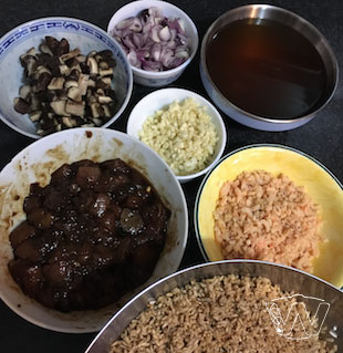 Ready prepared Bak Chang ingredients